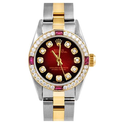 Rolex Lady Oyster Perpetual Red Vignette Diamond Dial Ruby